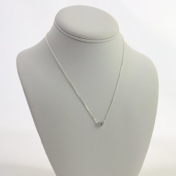 Jewelry necklace alphabet letter I silver tone heart love minimalist dainty new - Picture 2 of 6